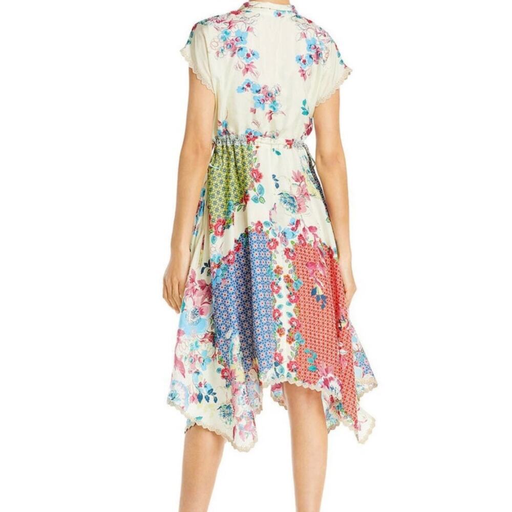 JOHNNY WASs  Lubello Parker Silk Patchwork Shirt Dress Multi Size Small - Picture 2 of 14